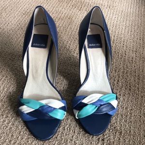 Dolce Vita Blue Leather Braid Heels